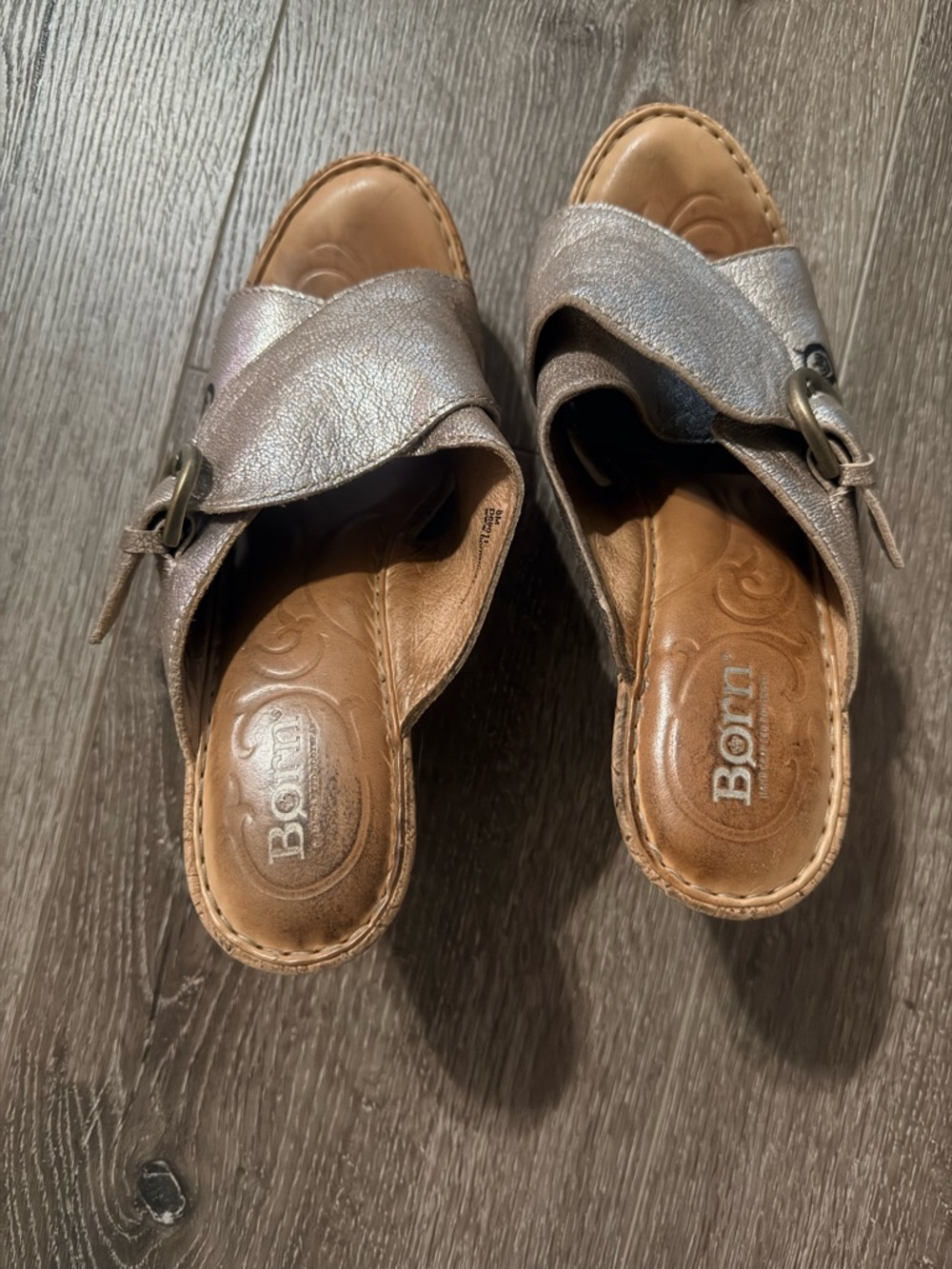 Born Metallic Gold Wedge Heels Size 8 M